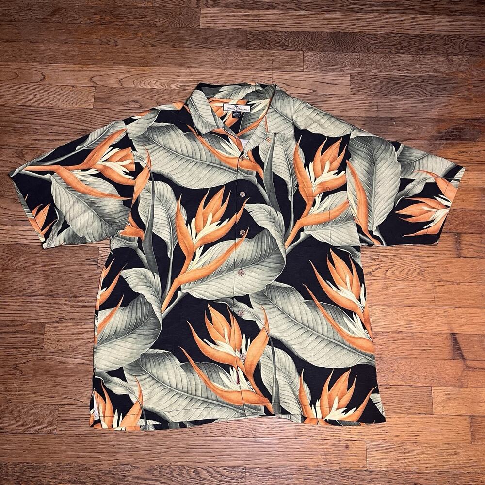 Tommy Bahama Mens Large Silk Shirt Bird of Paradise Hawaiian Tropical Resort - Picture 2 of 9